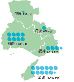 兵庫県ため池分布図（H31.4時点）